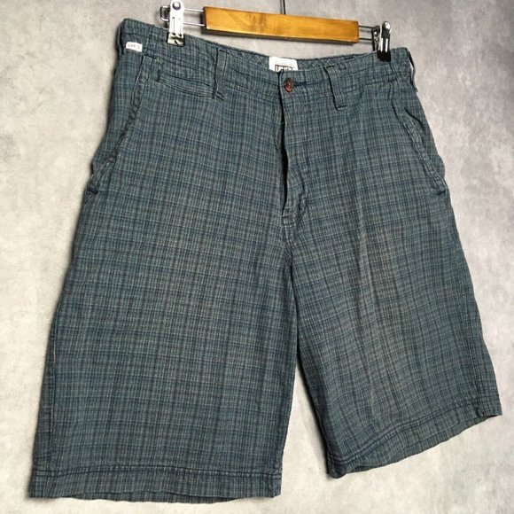 Levis Tab Twills Mens Shorts size 33 Blue Textured Long Length Snap Pockets - Picture 8 of 12